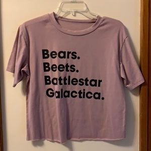 the office mauve cropped boxy graphic tee